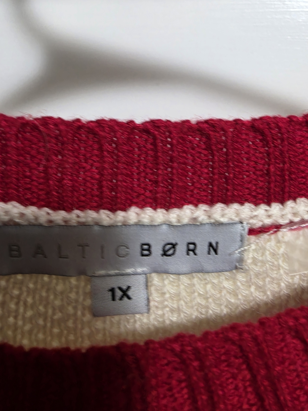 Baltic Born Red Crewneck Sweater with Cream Trim